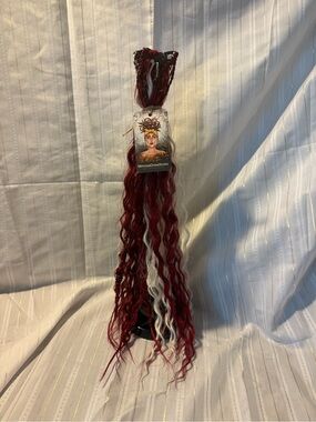 Burgundy & White Synthetic Hair Extensions